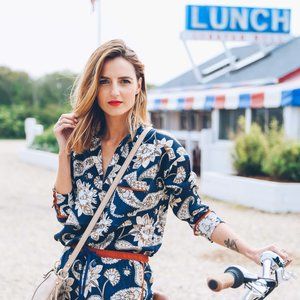 French Connection Sundown Silk Paisley Shirt Size Medium